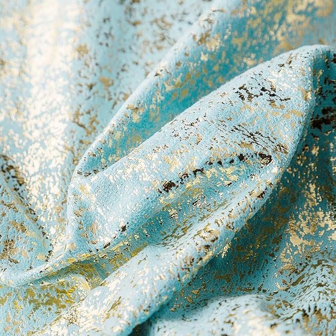 Xinrjojo Pack of 2, Gold Pillow Cover, Shiny Cushion Covers, Decorative Soft Square Throw Pillow Covers, Pillow Cases for Sofa Bedroom Car 16 x 16 Inch(Bronzing- Lake Blue)