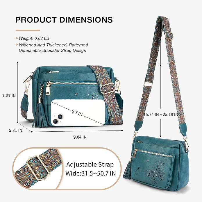 Crossbody Bags for Women Trendy Leather Crossbody Purse Shoulder Handbags Butterfly Design