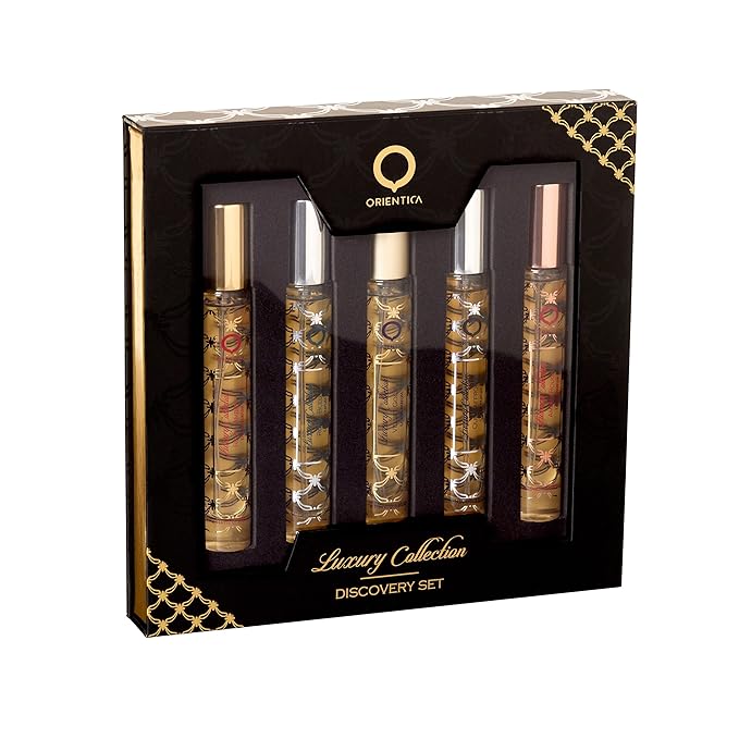Orientica Luxury Collection Mini 5-Piece Perfume Gift Set Eau de Parfum - Arabic for Men and Women - 0.33 Fl Oz / 10ml x 5 Spray