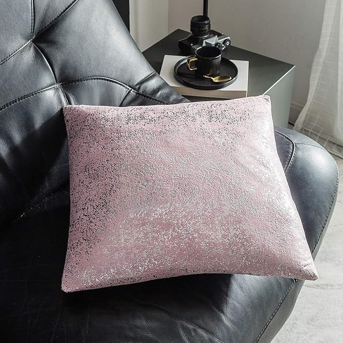 Xinrjojo Pack of 2, Throw Pillow Covers Cases for Couch Sofa Home Decor,Vintage Shining & Starry 22 X 22 Inches(Silver- Light Pink)