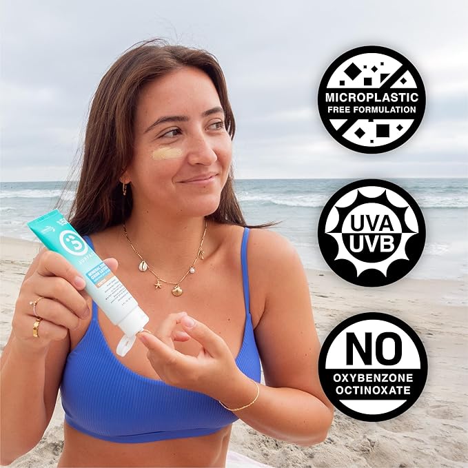 Surface Mineral Sunscreen Lotion SPF 50, Lightweight Non-Nano Zinc Oxide Formula, Reef Friendly, Broad Spectrum UVA UVB Protection, Water Resistant Sun Care for 80 Minutes Outdoor Use, Tinted, 3oz