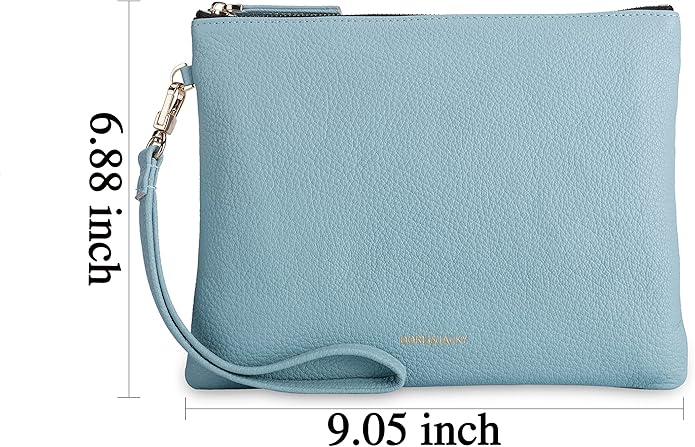 DORIS&JACKY Lambskin Leather Wristlet Clutch Purse for Women Soft Designer Slim Cell Phone Pouch Bag with Detachable Strap