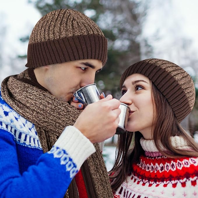 SATINIOR 6 Pcs Winter Hat Scarf Socks Touch Screen Gloves Sets Women Men Fleece Lined Knit Beanies Winter Gifts
