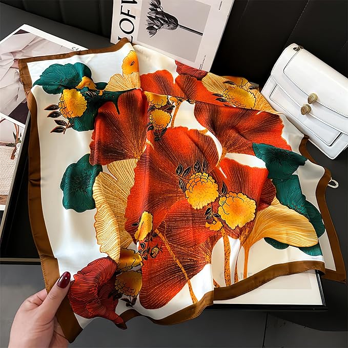 27.5 Inches Satin Bandanas Head Scarf for Women Silk Neck Scarves Accessories for Sleeping Handbags Scarf