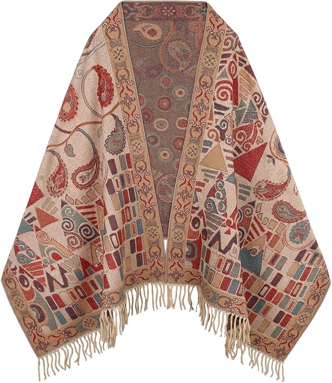 EXTREE Scarfs for Women Pashmina Silky Shawl Wrap for Evening Dressing Blanket Open Front Poncho Cape