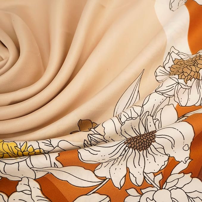 YOUR SMILE Silk Like Scarf Women's Fashion Pattern Large Square Satin Headscarf Headdress