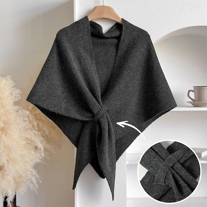 RIIQIICHY Shawl Wrap Women Pashmina Triangle Cape Knit Sweater Scarf for Fall Winter Fashion Accessory