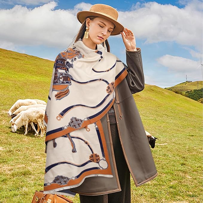 EXTREE Scarfs for Women Pashmina Silky Shawl Wrap for Evening Dressing Blanket Open Front Poncho Cape