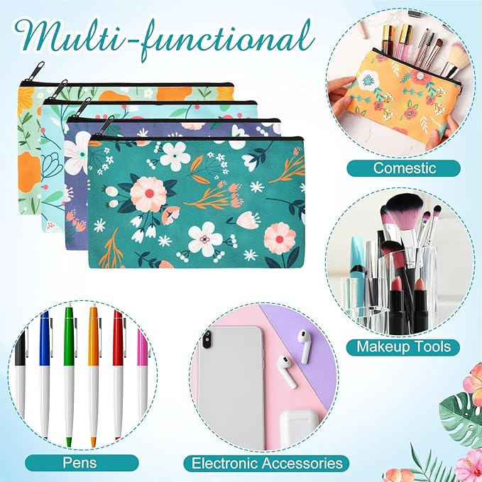Reginary 20 Pieces Cosmetic Bag for Women, Roomy Makeup Bags with Zipper Toiletry Bag Pouch Travel Accessory Organizer Gifts, 7 x 4.3 Inches