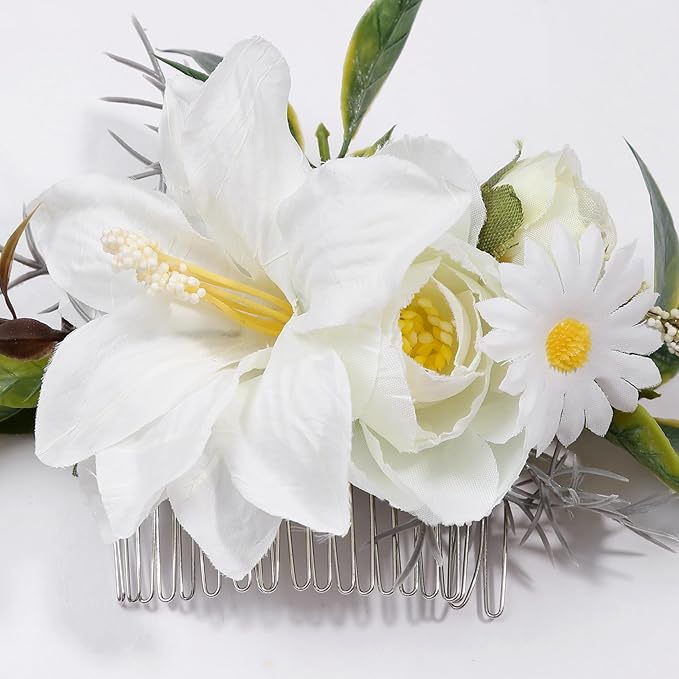 Flower Hair Clip for Women - Elegant Hair Accessory for Wedding, Party & Daily Wear (Ivory White)