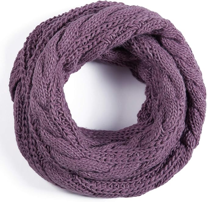 QUEENFUR Winter Women Thick Cable Knit Ribbed Infinity Circle Loop Scarf