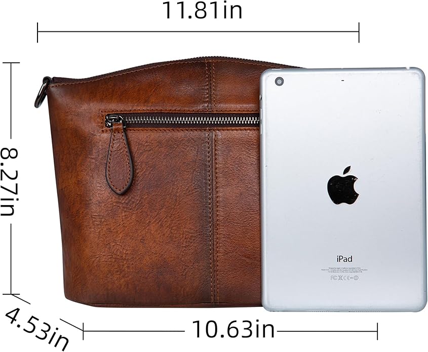 HESHE Crossbody Bags for Women Genuine Leather Purses with Multi-Pockets Vintage Ladies Small Shoulder Satchel Bag