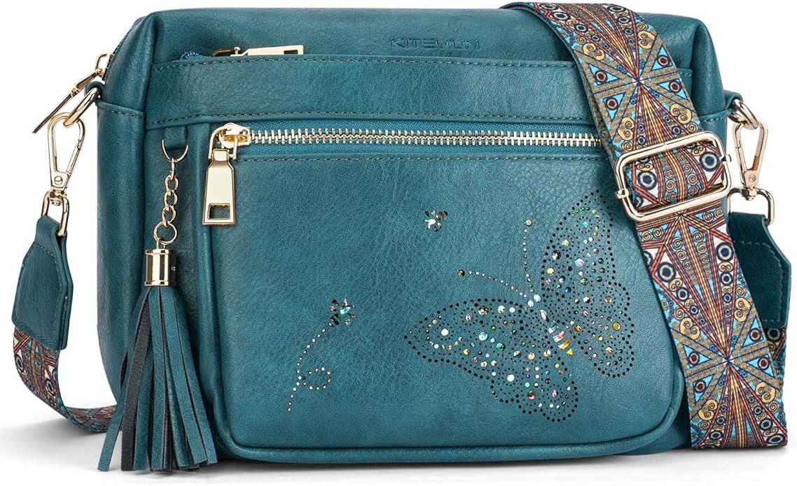 Crossbody Bags for Women Trendy Leather Crossbody Purse Shoulder Handbags Butterfly Design