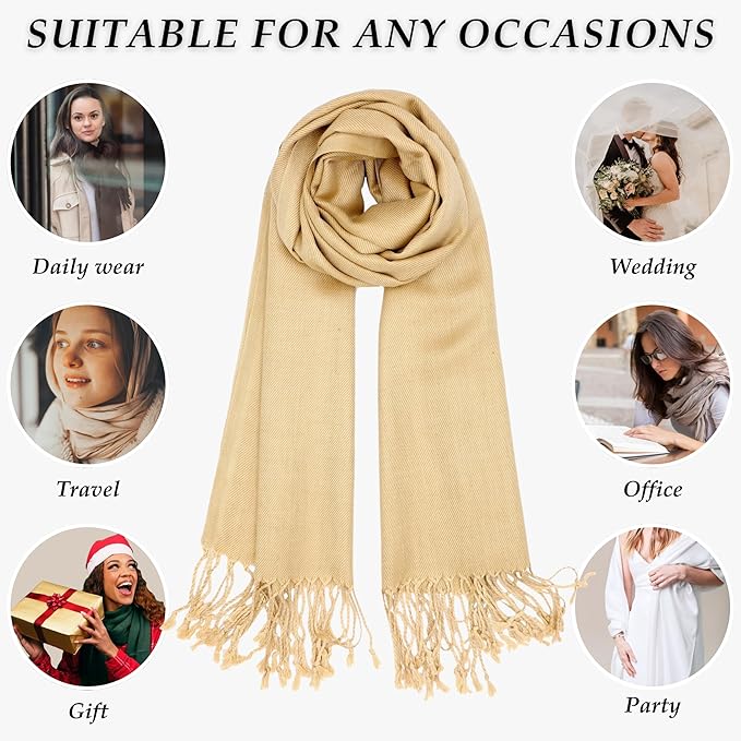 Achillea Soft Silky Pashmina Scarf for Women – Shawl Wrap for Evening Dresses, Bridesmaids, Weddings & Everyday Wear