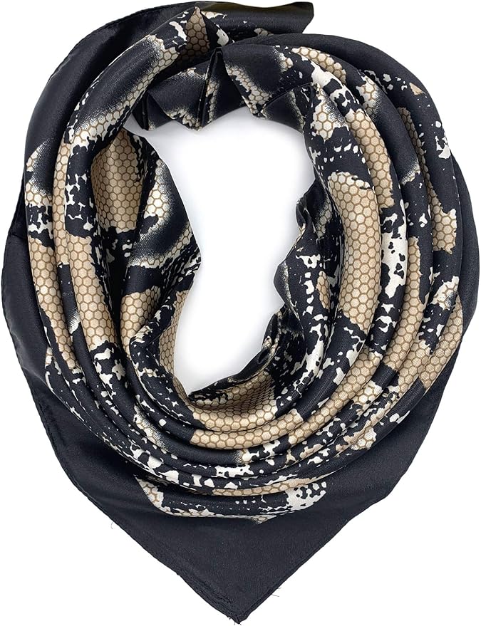YOUR SMILE Silk Like Scarf Women's Fashion Pattern Large Square Satin Headscarf Headdress