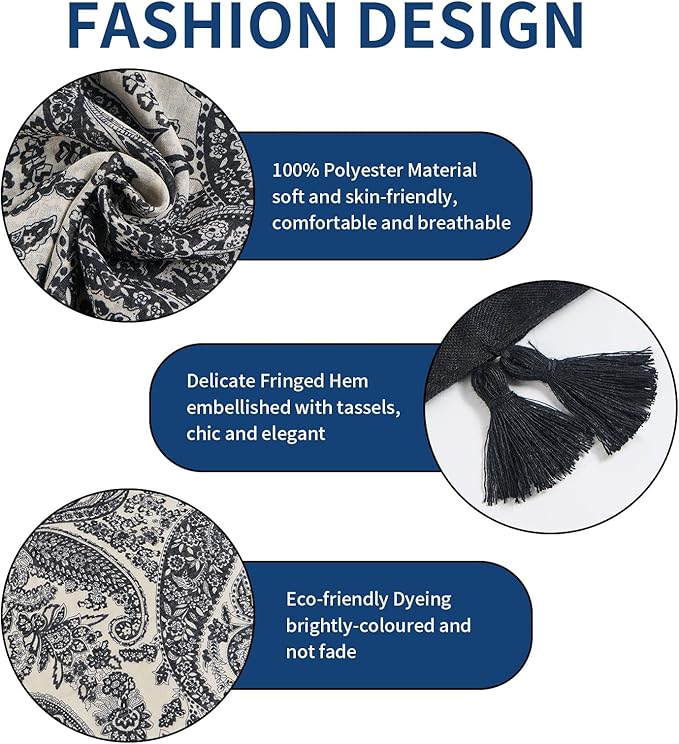 Scarf for Women Lightweight Soft Floral Leopard Printed Scarves Fall Winter Fashion Shawl Wrap with Fringe