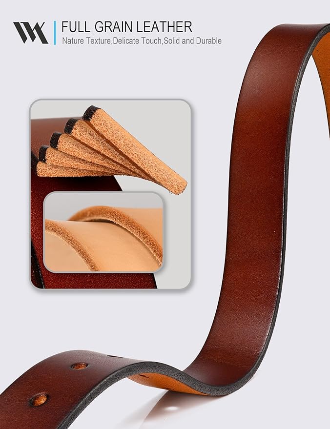 WOLFANT Womens Casual leather Jean Belt,1.1" Ladies Belt with Gold Buckle,100% Italian Full Grain Real Solid Leather