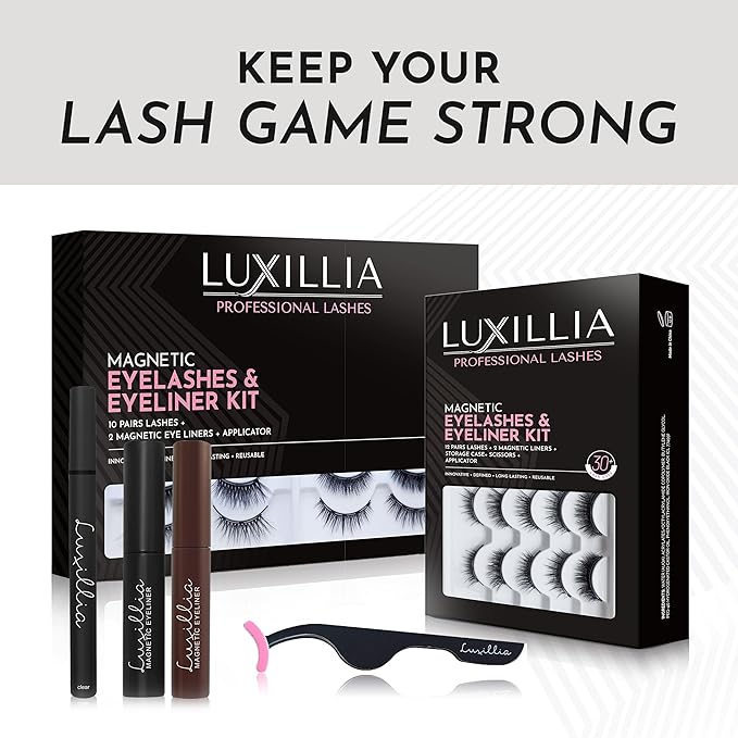 Luxillia Magnetic Eyeliner for Magnetic Eyelashes, Upgraded Strongest Hold, Most Natural Look, Waterproof, Smudge Proof Liquid Liner in Black
