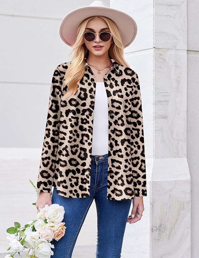 ZEAGOO Button Down Shirt for Women Long Sleeve Blouses Floral Printed Tops Business Casual Work Outfits S-XXL