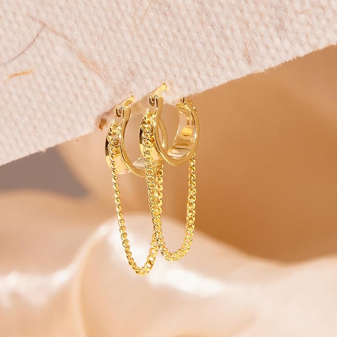 Gold Plated Statement Chunky Dangle Stud Earrings for Women, Gold Plated Hoop Knot Claw Earrings Tarnish Free Jewelry for Women Gifts