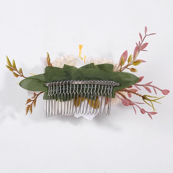 Flower Hair Clip for Women - Elegant Hair Accessory for Wedding, Party & Daily Wear (Ivory White)