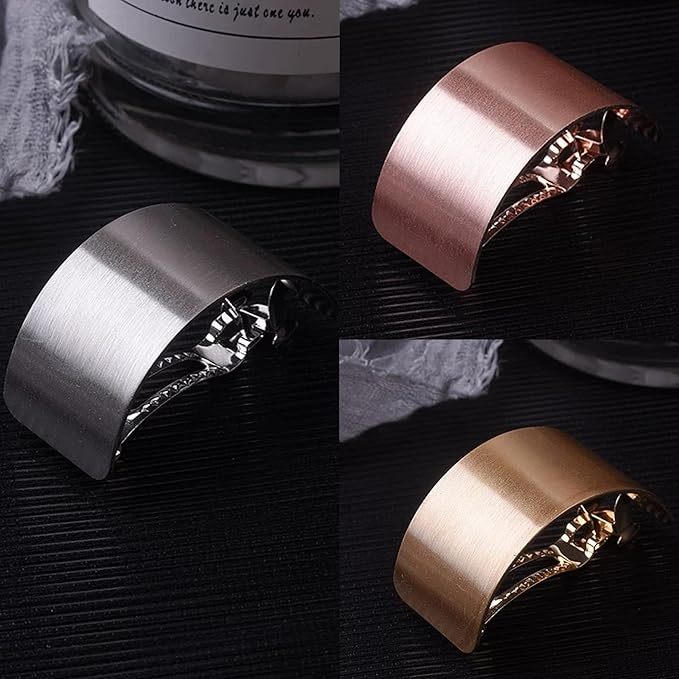 3 Pcs Ponytail Holder Hair Clips, Metal High Ponytail Cuff Hair Barrettes, Strong Hold French Hair Jaw Claw Decorative Accessories for Women Girls