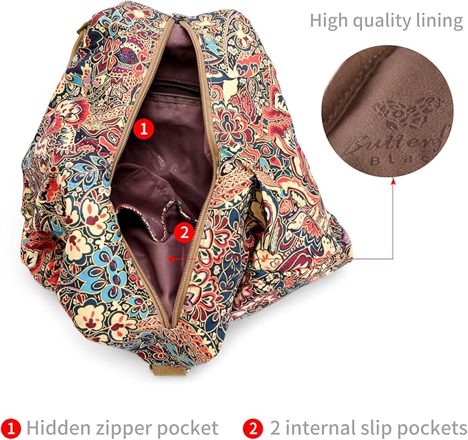Black Butterfly Premium Backpack for Women, Bohemia Style Fashion Casual Daypack Backpack, Small Backpack Purse (01-yellow Plus)
