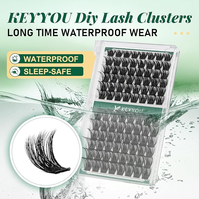 Lash Clusters 96pcs Individual Lashes Y02 D Curl 18mm Cluster Lashes KEYYOU Volume Wispy Lash Extension Soft&Comfortable Easy DIY at Home(Y02 D-18mm)