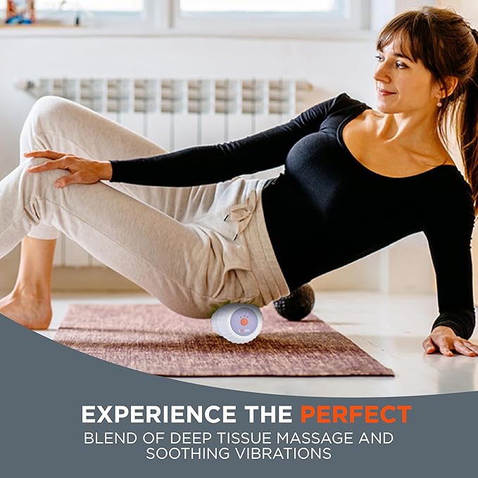LOOKEE Vibrating Massage Roller for Plantar Fasciitis - 4-Speed Peanut Massage Ball for Deep Tissue Therapy from Neck to Feet Massager - Vibrating Foot Roller