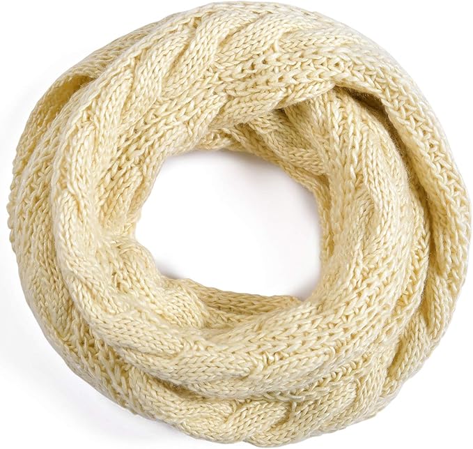 QUEENFUR Winter Women Thick Cable Knit Ribbed Infinity Circle Loop Scarf