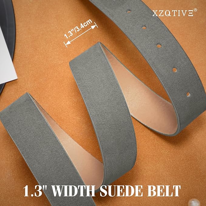 XZQTIVE Women’s Suede Belt for Jeans Pants Dresses Fashion Ladies Dark Brown Belt with Gold Buckle