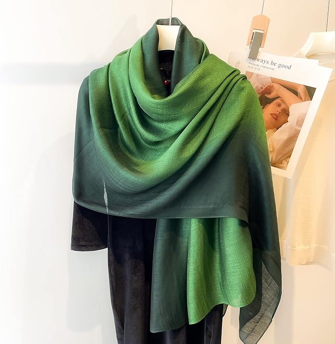 WINCESS.YU Women Gradient Scarf Long Shawls and Wraps Fashion Plain Pashmina Formal Scarf