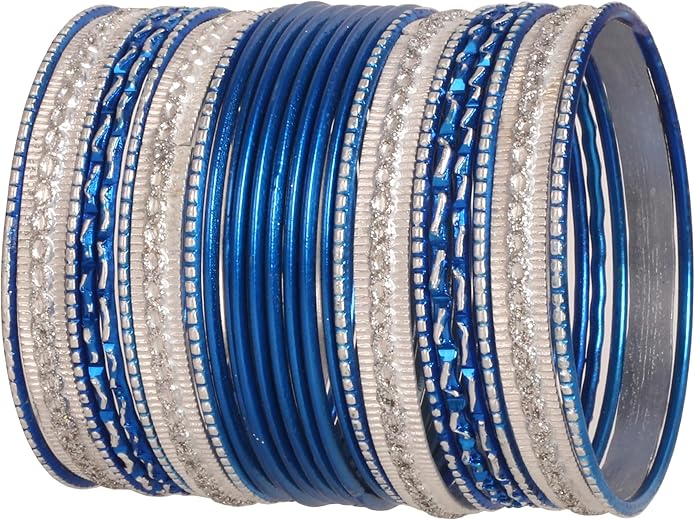 Touchstone Indian Metal Bangles for Women Gold Alloy Bracelets desi 2 Dozen Bangle Collection Bollywood Women's Jewelry Set Multi Stacking Wide Chunky Textured Golden Set of 24 in Gold or White Tone