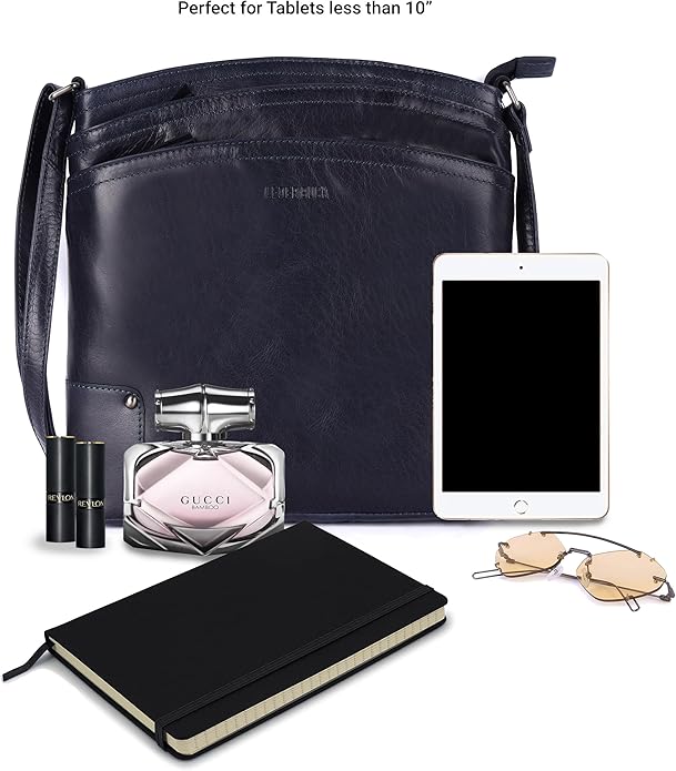 Terry Large Soft Real Leather Womens Crossbody Handbags and Purses-Triple Zip Premium Sling Crossover Shoulder Bag