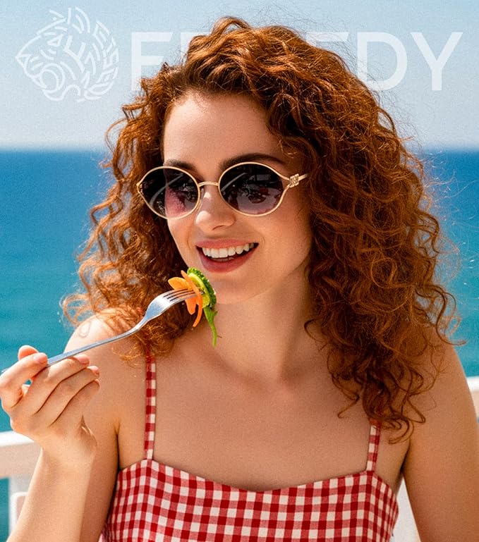 FEISEDY Retro Oval Small Sunglasses for Women Men 90s Trendy Classic Y2K Frame Round Shades UV400 Protection B9164