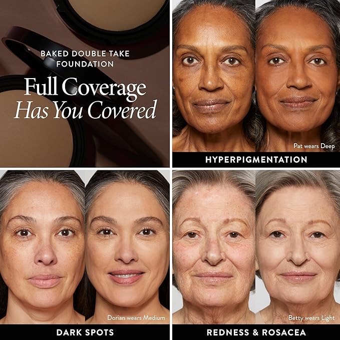 LAURA GELLER NEW YORK Baked Double Take Powder Foundation - Tan - Buildable Medium to Full Coverage - Matte Finish