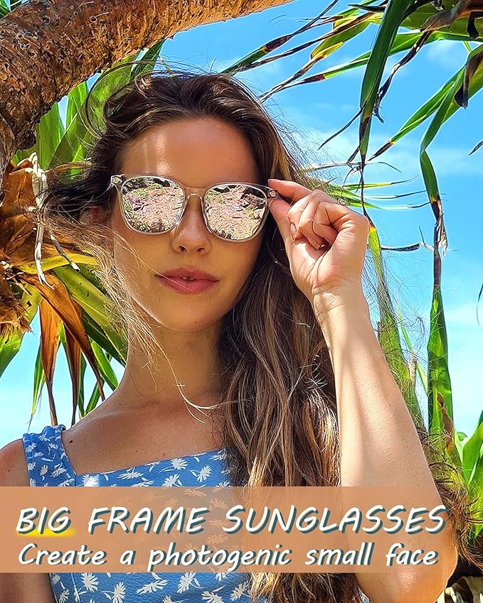 Myiaur Polarized Sunglasses for Women, Square Mirrored Trendy Shades with UV Protection Reduce Glare Sun Glasses