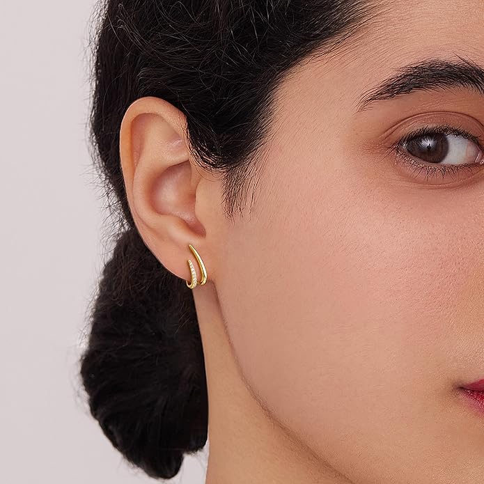Gold Plated Statement Chunky Dangle Stud Earrings for Women, Gold Plated Hoop Knot Claw Earrings Tarnish Free Jewelry for Women Gifts