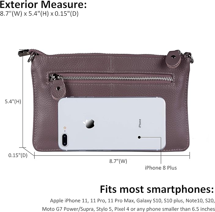 befen Genuine Leather Wristlet Clutch Wallet Purses Small Crossbody Bags for Women with RFID Blocking Card Slots