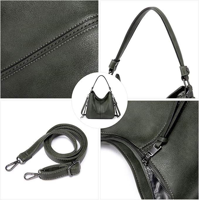 Realer Hobo Crossbody Bags for Women Designer Faux Leather Hobo Handbags Retro Large Size Shoulder Bag Bucket Purse
