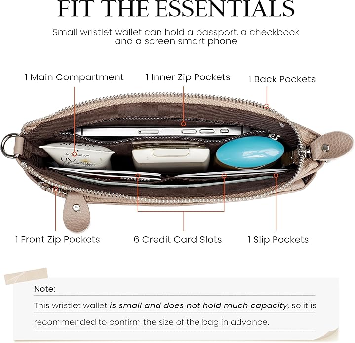 befen Genuine Leather Wristlet Clutch Wallet Purses with RFID Blocking, Small Crossbody Bags Shoulder Handbag for Women