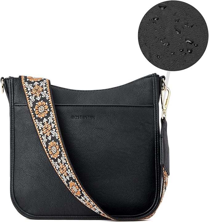 BOSTANTEN Crossbody Bags for Women Trendy Vegan Leather Hobo Purses Shoulder Handbags With Wide Shoulder Strap