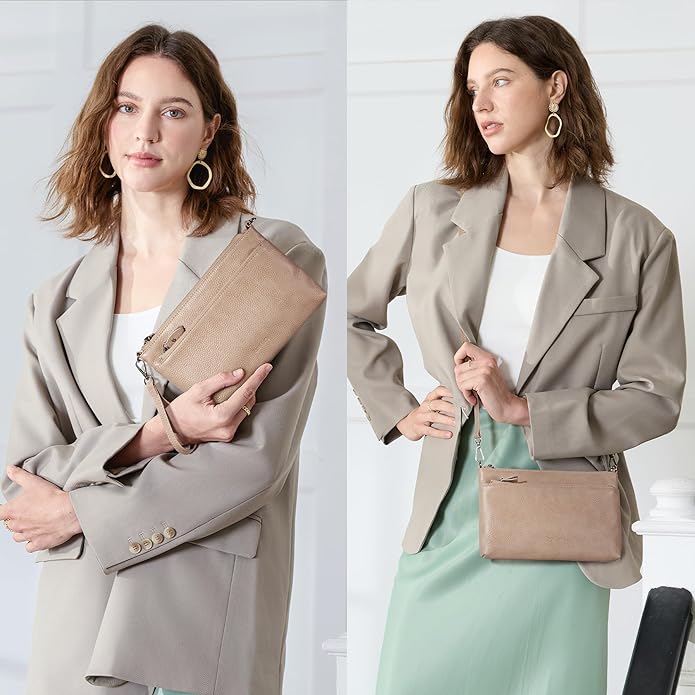befen Genuine Leather Wristlet Clutch Wallet Purses with RFID Blocking, Small Crossbody Bags Shoulder Handbag for Women