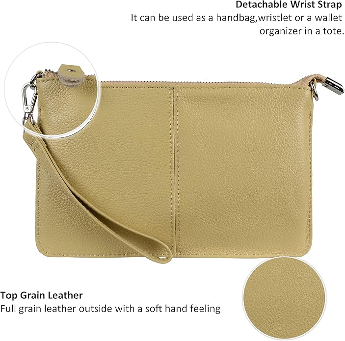 befen Genuine Leather Wristlet Clutch Wallet Purses Small Crossbody Bags for Women with RFID Blocking Card Slots