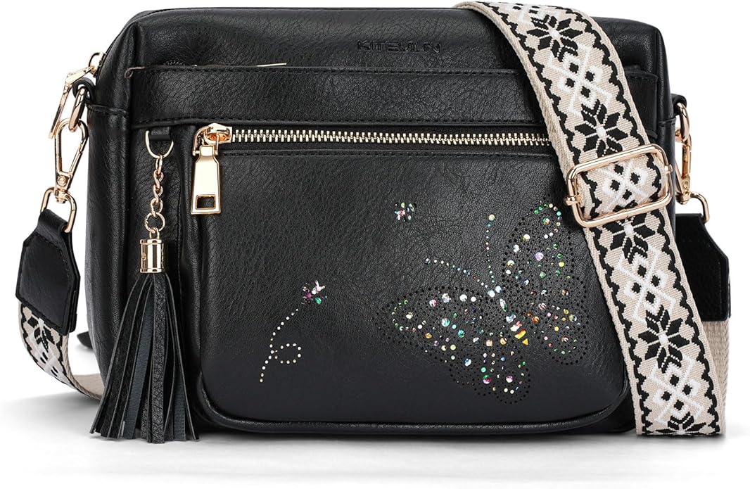 Crossbody Bags for Women Trendy Leather Crossbody Purse Shoulder Handbags Butterfly Design