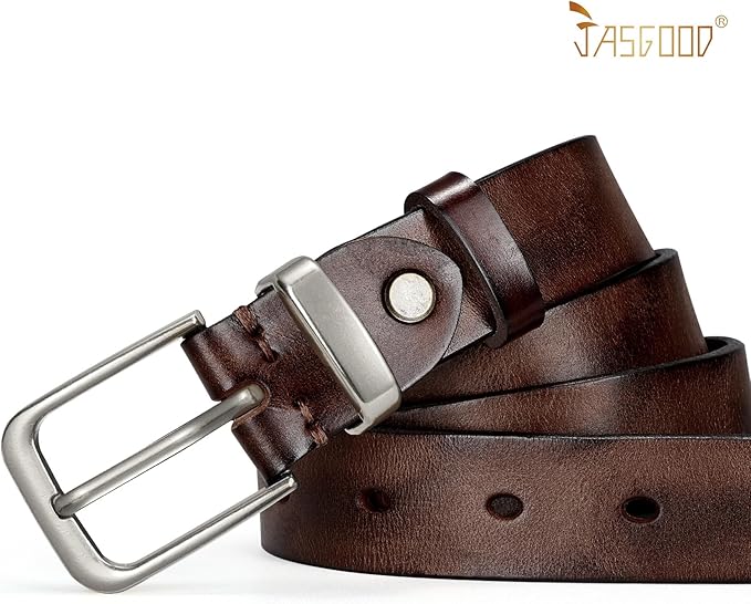 JASGOOD Women Belt Genuine leather Belt with Vintage Metal Buckle,Ladies Full Grain Leather Belt for Jeans Pants
