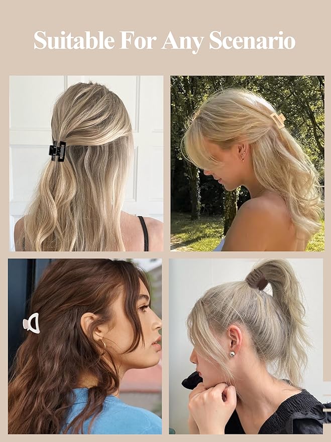 Small Hair Clips for Women Girls, 8 PCS 1.6 Inch Hair Claw Clips for Thin/Medium Thick Hair 4 Style Matte Hair Jaw Clips Non-Slip Tiny Hair Accessories