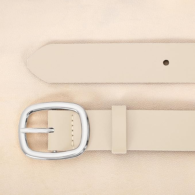 WHIPPY Women Leather Belt Casual Fashion Gold Buckle Leather Waist Belt for Jeans Pants Dresses Chic Ladies Belt
