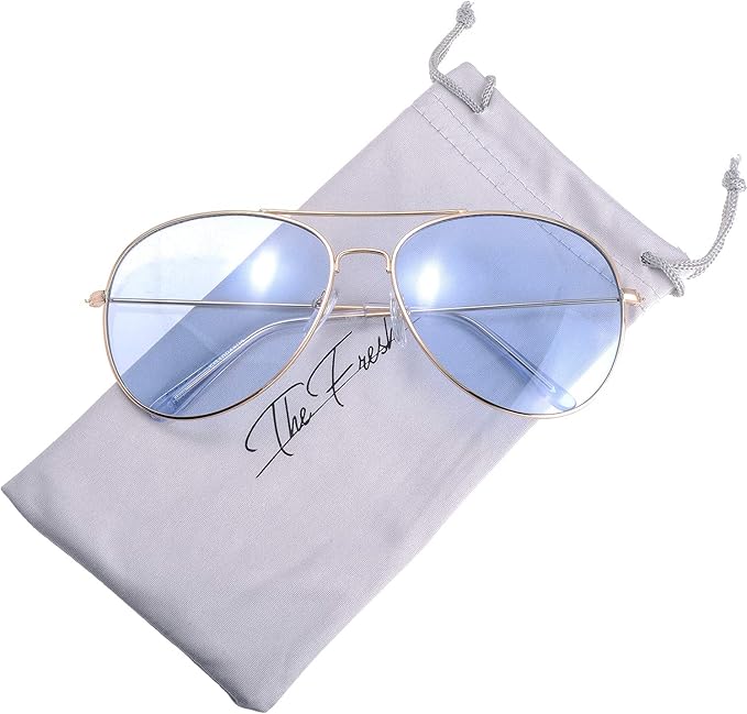 The Fresh Classic Aviator Frame Light Color Lens XL Oversized Sunglasses Gift Box