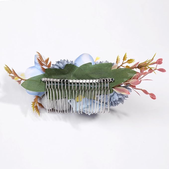 Flower Hair Clip for Women - Elegant Hair Accessory for Wedding, Party & Daily Wear (Aqua Blue)